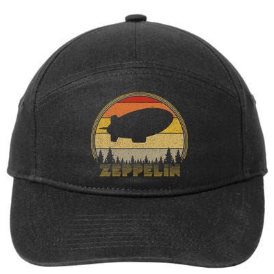Zeppelin Retro Vintage Sunset 70s 80s Distressed Dirigible 7-Panel Snapback Hat