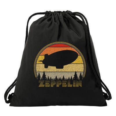 Zeppelin Retro Vintage Sunset 70s 80s Distressed Dirigible Drawstring Bag