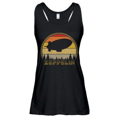 Zeppelin Retro Vintage Sunset 70s 80s Distressed Dirigible Ladies Essential Flowy Tank