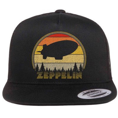 Zeppelin Retro Vintage Sunset 70s 80s Distressed Dirigible Flatbill Hat