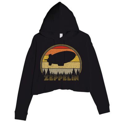 Zeppelin Retro Vintage Sunset 70s 80s Distressed Dirigible Crop Fleece Hoodie