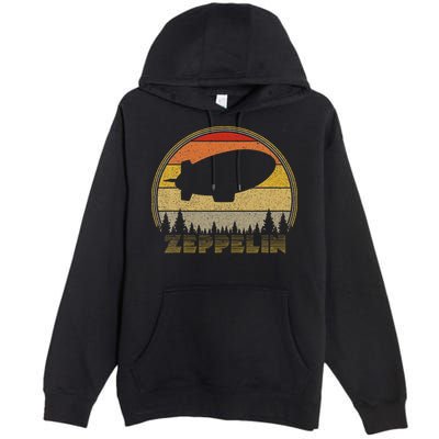 Zeppelin Retro Vintage Sunset 70s 80s Distressed Dirigible Premium Pullover Hoodie