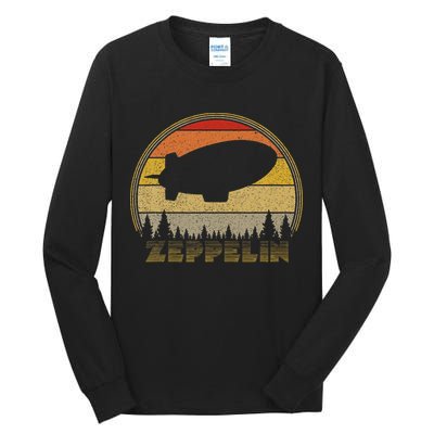 Zeppelin Retro Vintage Sunset 70s 80s Distressed Dirigible Tall Long Sleeve T-Shirt