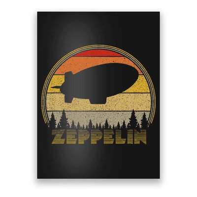 Zeppelin Retro Vintage Sunset 70s 80s Distressed Dirigible Poster
