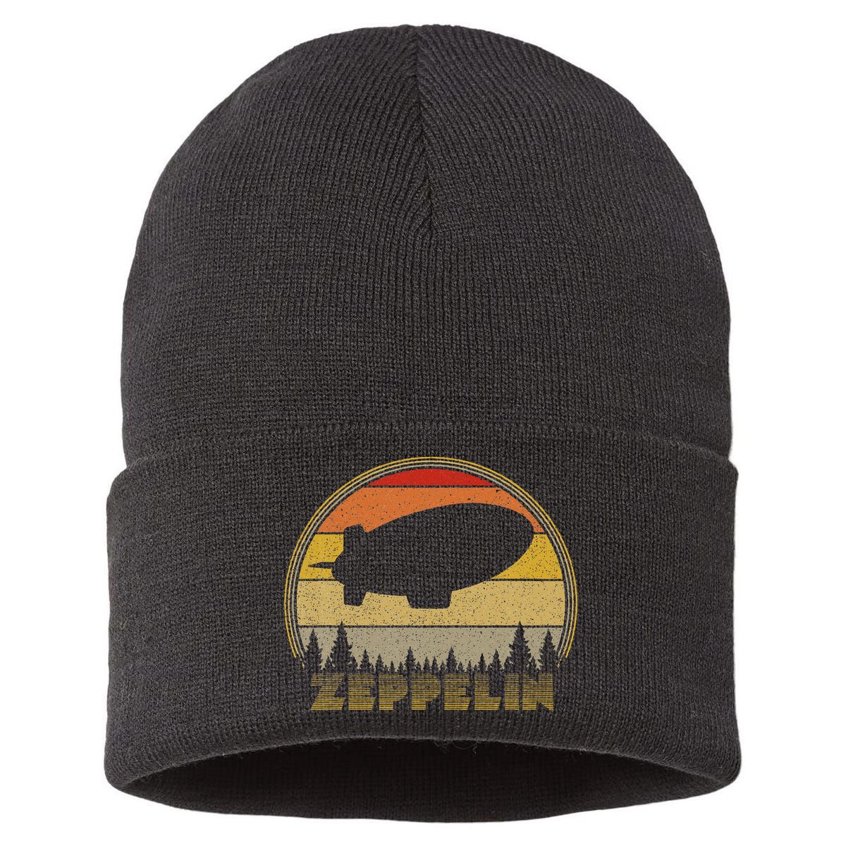 Zeppelin Retro Vintage Sunset 70s 80s Distressed Dirigible Sustainable Knit Beanie