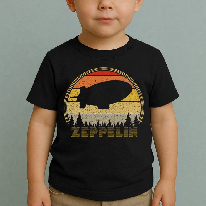 Zeppelin Retro Vintage Sunset 70s 80s Distressed Dirigible Toddler T-Shirt