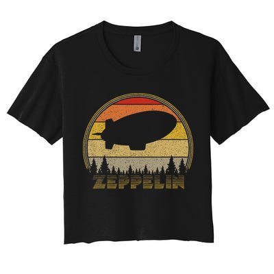 Zeppelin Retro Vintage Sunset 70s 80s Distressed Dirigible Crop Top