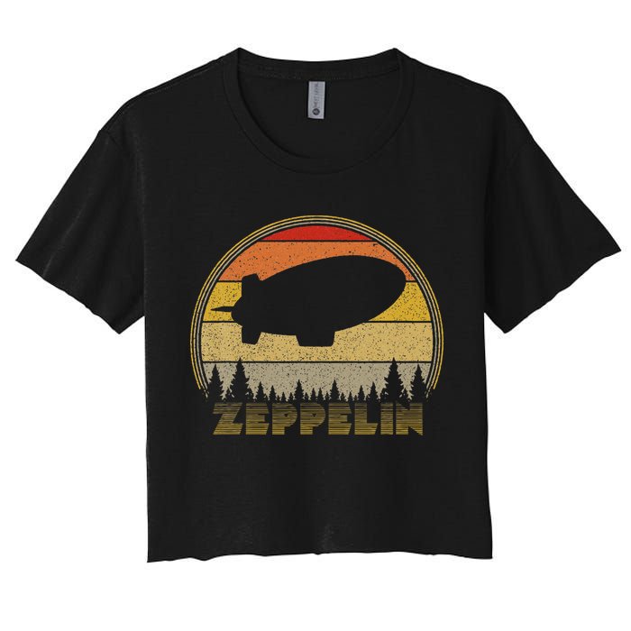 Zeppelin Retro Vintage Sunset 70s 80s Distressed Dirigible Crop Top