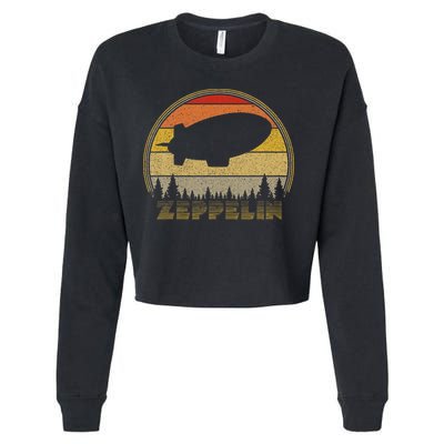 Zeppelin Retro Vintage Sunset 70s 80s Distressed Dirigible Cropped Pullover Crew