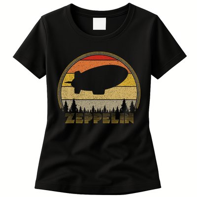 Zeppelin Retro Vintage Sunset 70s 80s Distressed Dirigible Womens T-Shirt