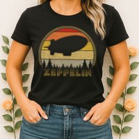Zeppelin Retro Vintage Sunset 70s 80s Distressed Dirigible Womens T-Shirt