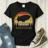 Zeppelin Retro Vintage Sunset 70s 80s Distressed Dirigible Womens T-Shirt