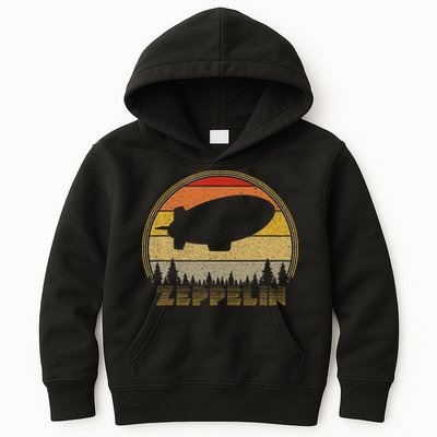 Zeppelin Retro Vintage Sunset 70s 80s Distressed Dirigible Kids Hoodie