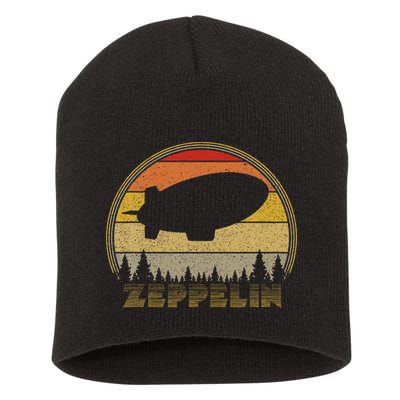 Zeppelin Retro Vintage Sunset 70s 80s Distressed Dirigible Short Acrylic Beanie