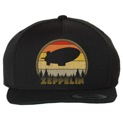 Zeppelin Retro Vintage Sunset 70s 80s Distressed Dirigible Wool Snapback Cap
