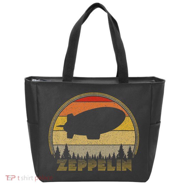 Zeppelin Retro Vintage Sunset 70s 80s Distressed Dirigible Zip Tote Bag