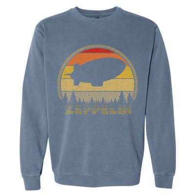 Zeppelin Retro Vintage Sunset 70s 80s Distressed Dirigible Garment-Dyed Sweatshirt