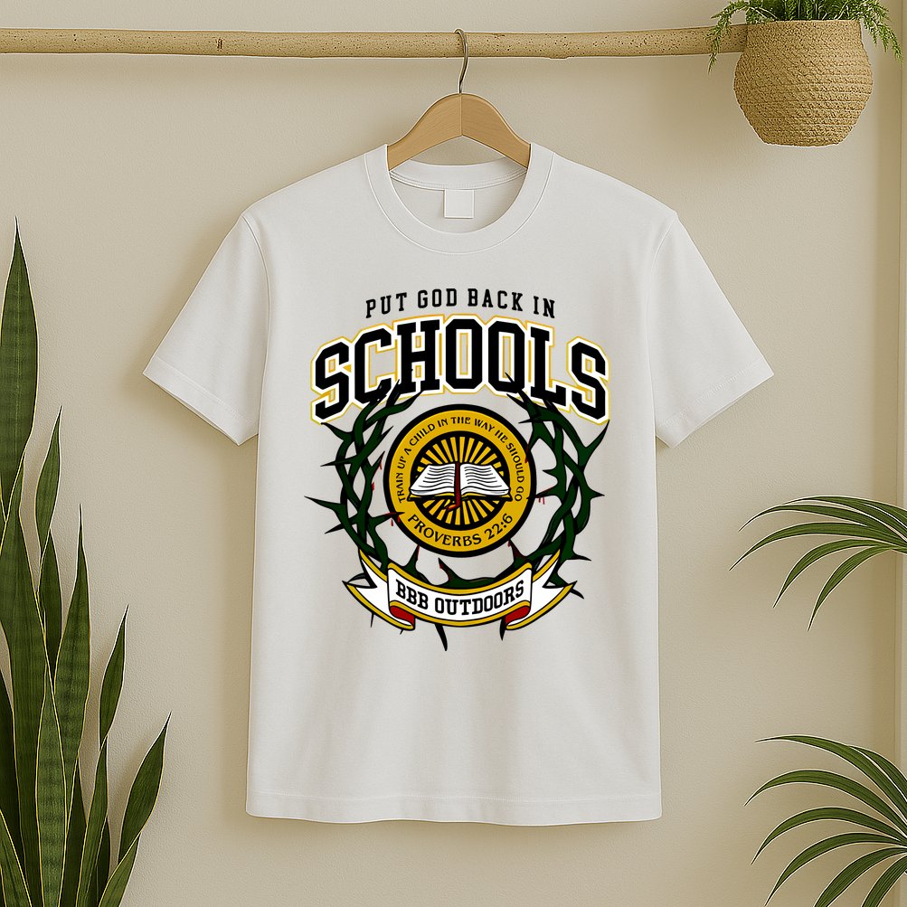Zach Rushing Wearing Put God Back In Schools T-Shirt