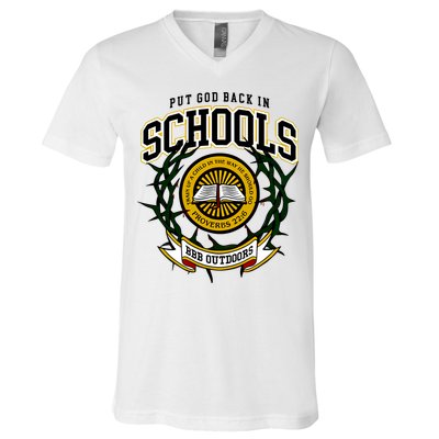 Zach Rushing Wearing Put God Back In Schools V-Neck T-Shirt