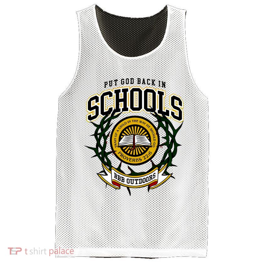 Zach Rushing Wearing Put God Back In Schools Mesh Reversible Basketball Jersey Tank