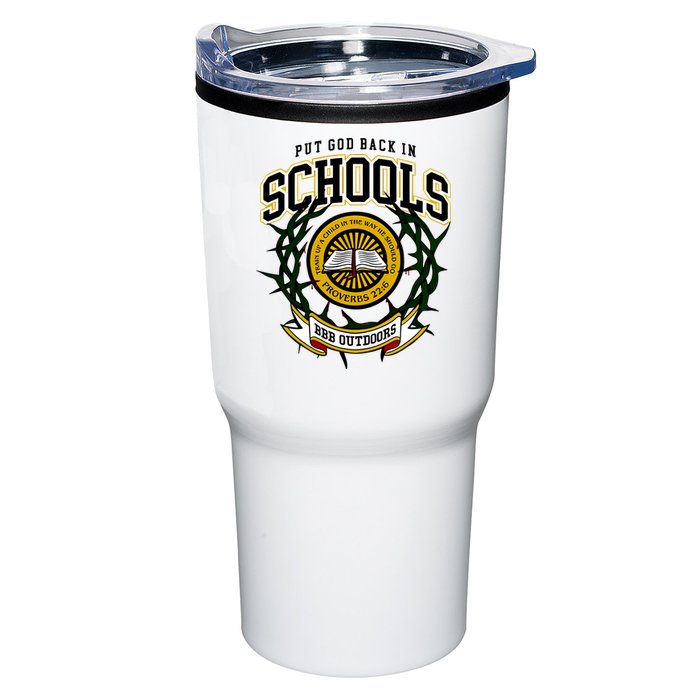 Zach Rushing Wearing Put God Back In Schools Tumbler