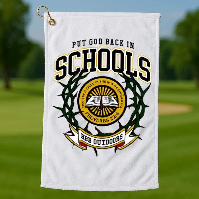 Zach Rushing Wearing Put God Back In Schools Golf Towel