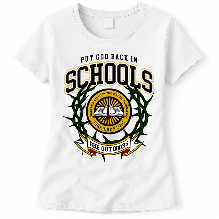 Zach Rushing Wearing Put God Back In Schools Womens T-Shirt