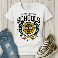 Zach Rushing Wearing Put God Back In Schools Womens T-Shirt