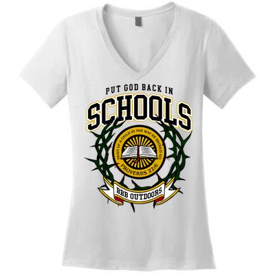 Zach Rushing Wearing Put God Back In Schools Women's V-Neck T-Shirt