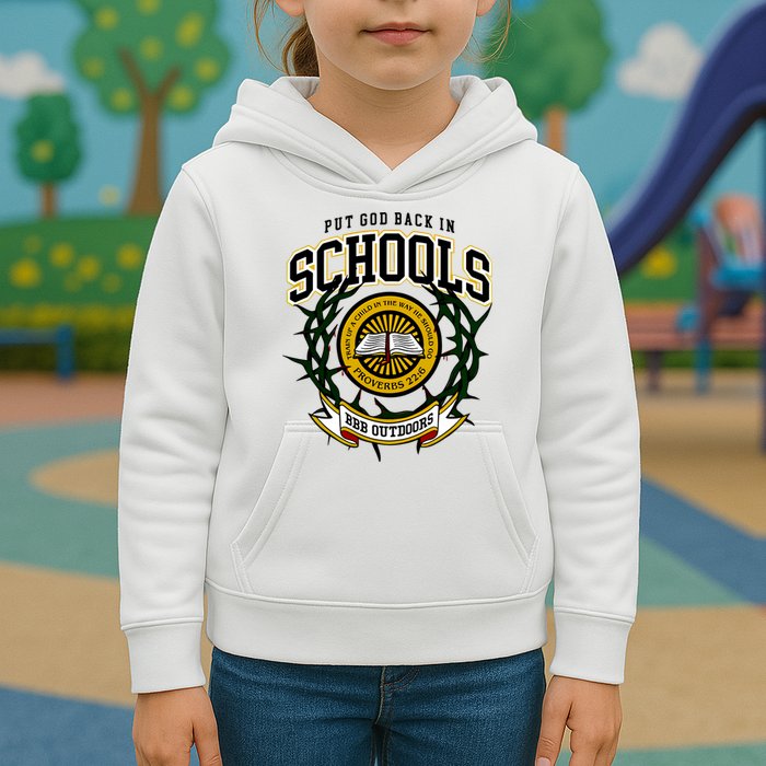 Zach Rushing Wearing Put God Back In Schools Kids Hoodie