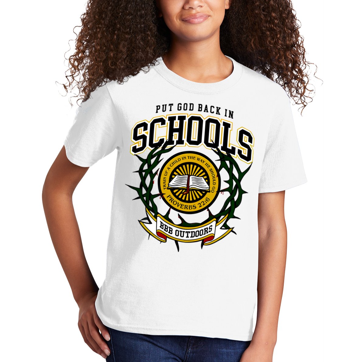 Zach Rushing Wearing Put God Back In Schools Kids T-Shirt