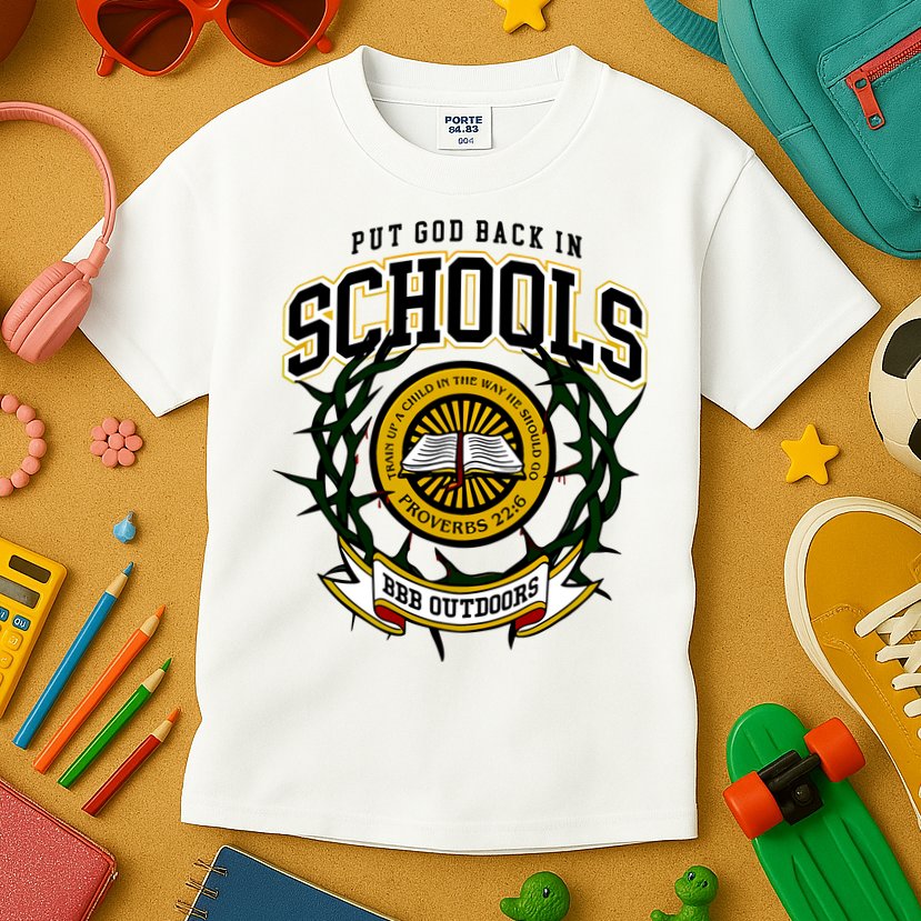 Zach Rushing Wearing Put God Back In Schools Kids T-Shirt
