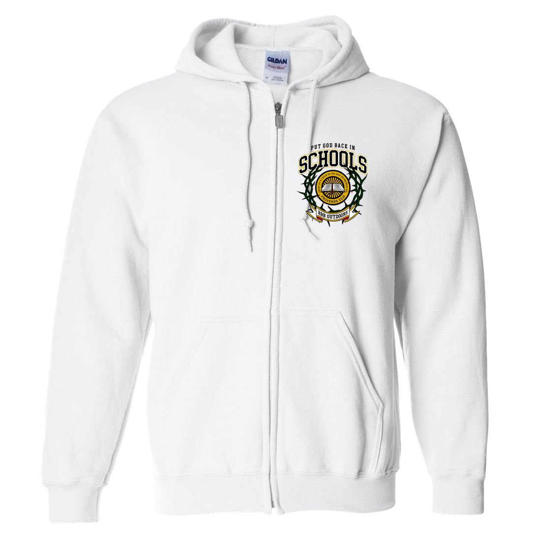 Zach Rushing Wearing Put God Back In Schools Full Zip Hoodie