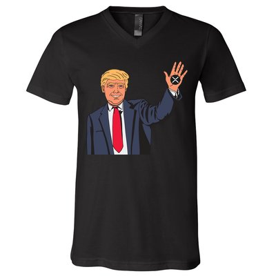 Zach Rector Wearing Trump Xrp V-Neck T-Shirt