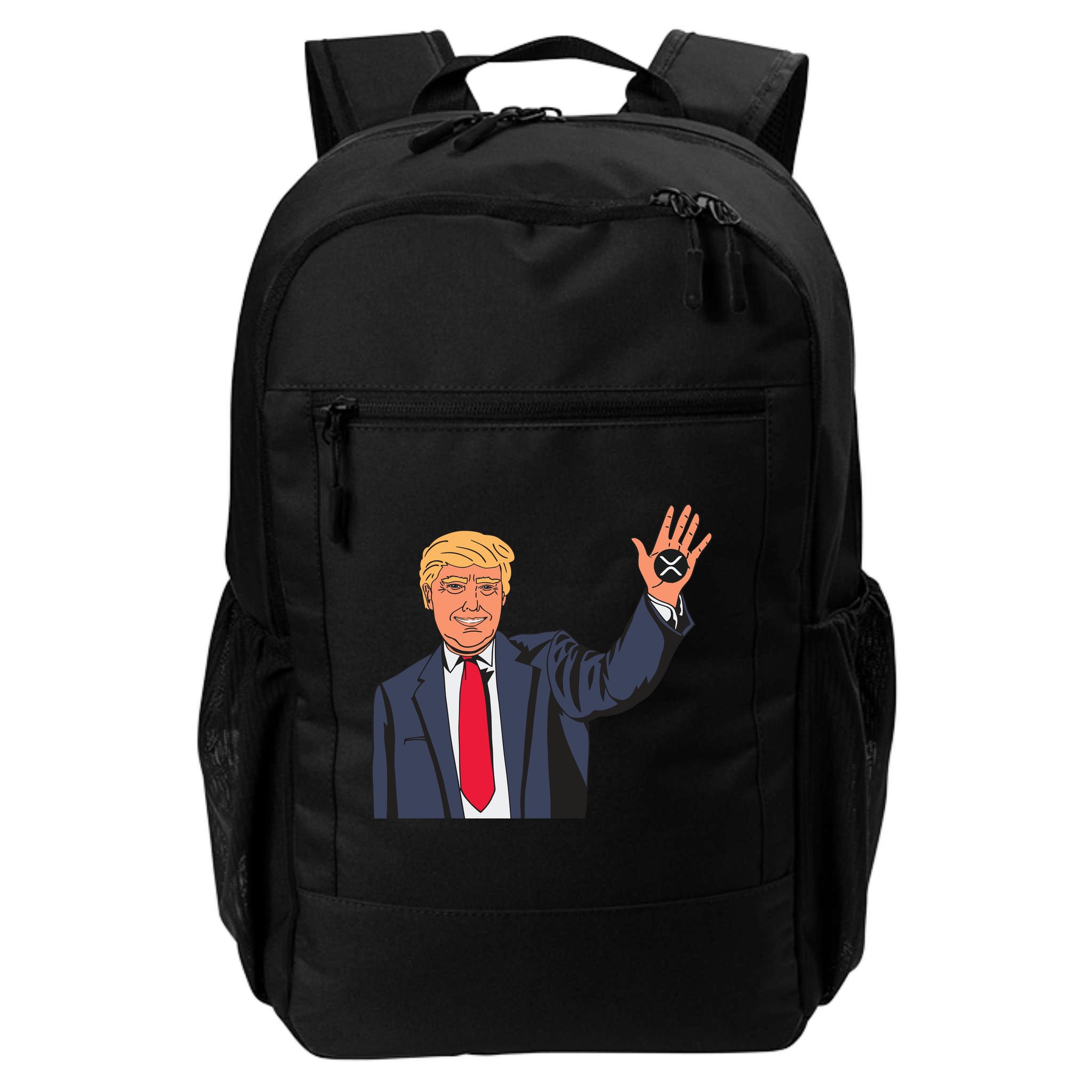 Zach Rector Wearing Trump Xrp Backpack