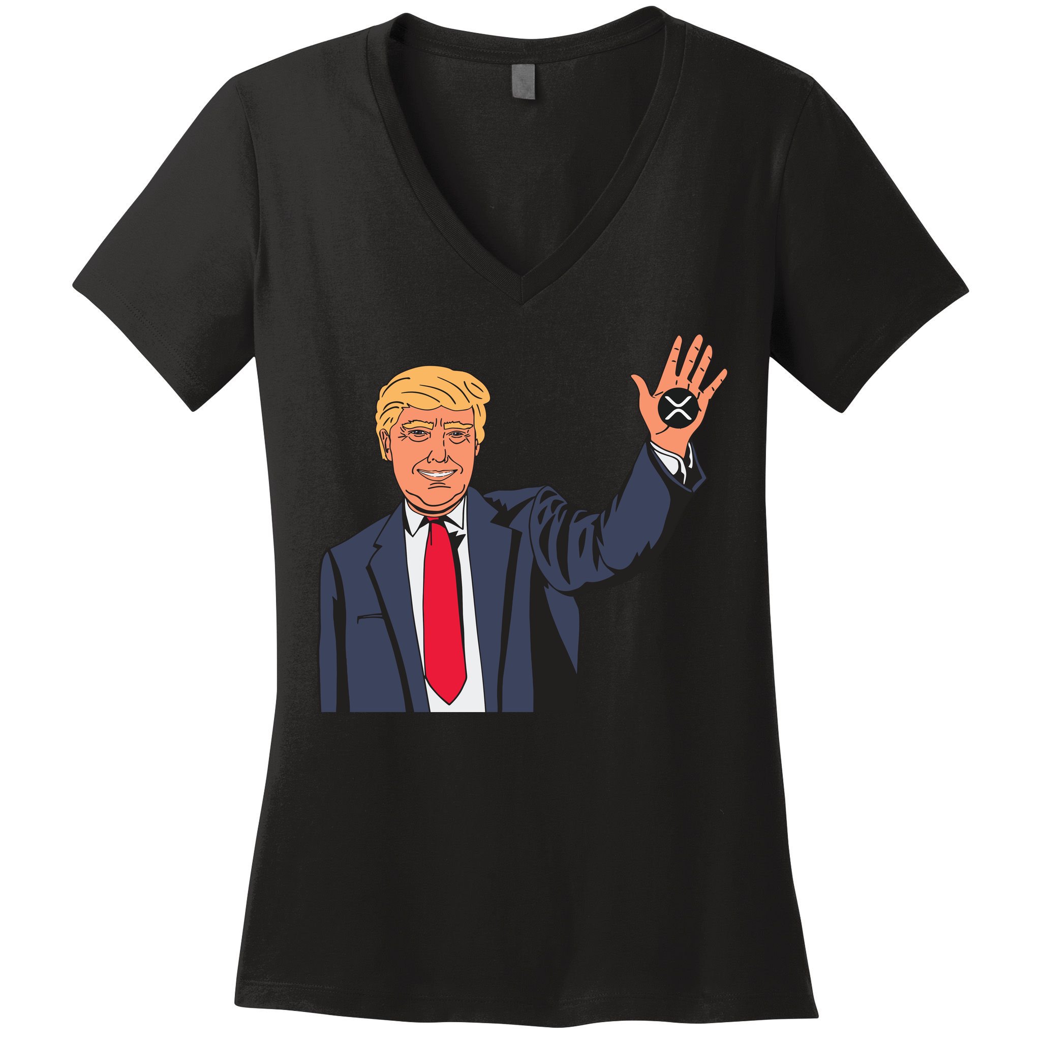 Zach Rector Wearing Trump Xrp Women's V-Neck T-Shirt