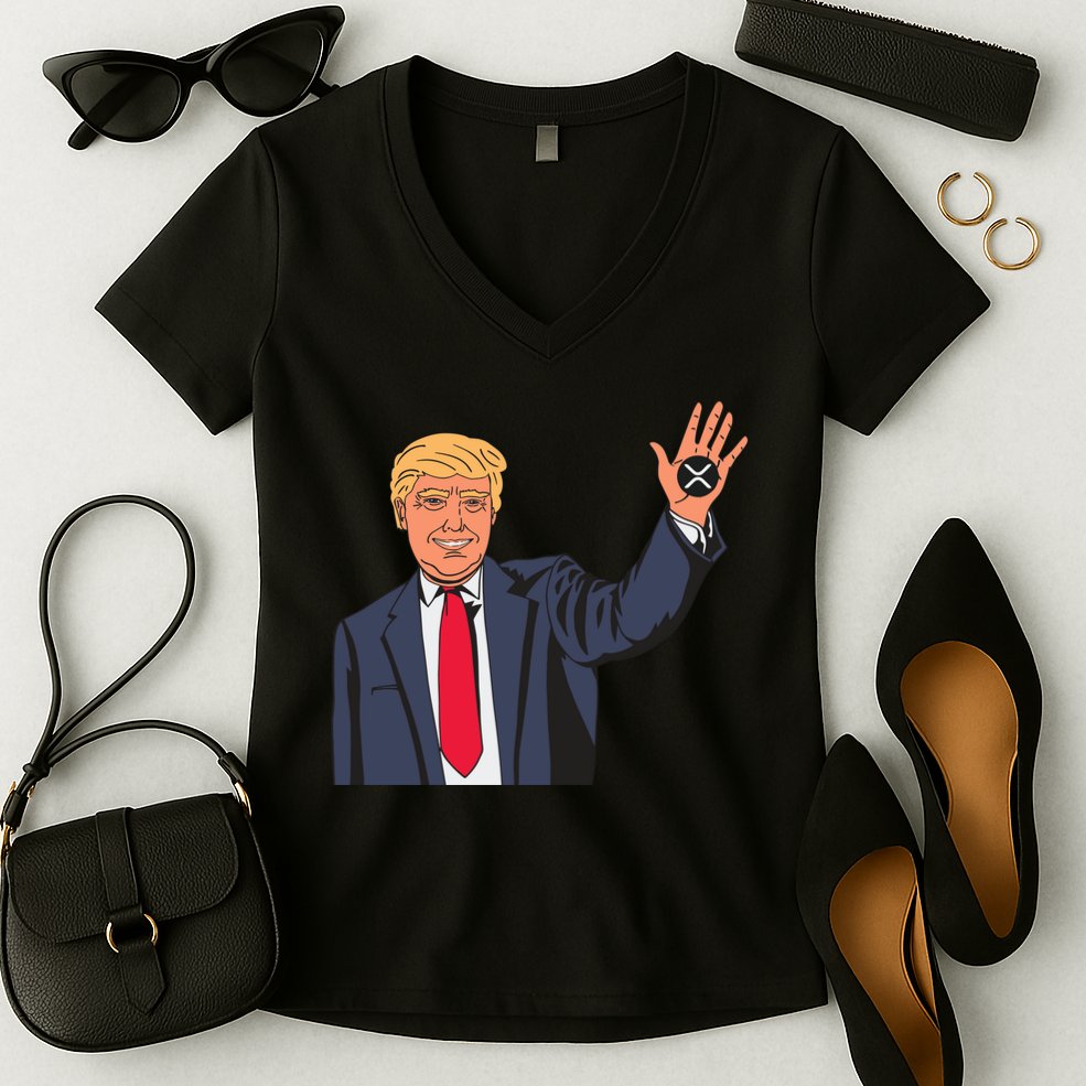 Zach Rector Wearing Trump Xrp Women's V-Neck T-Shirt