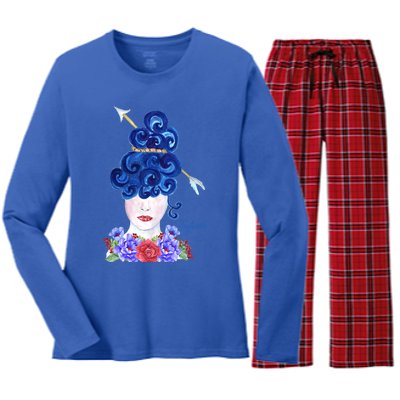 Zodiac Sagittarius Astrology The Archer Fire Gift Women's Long Sleeve Flannel Pajama Set 