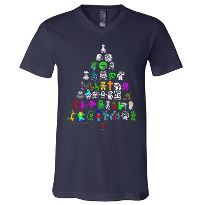 Zx Speccy Christmas Spectrum 8bit Tree Xmas V-Neck T-Shirt