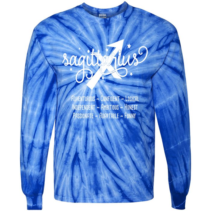 Zodiac Sagittarius Characteristics Gift Tie-Dye Long Sleeve Shirt