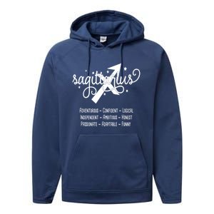 Zodiac Sagittarius Characteristics Gift Performance Fleece Hoodie