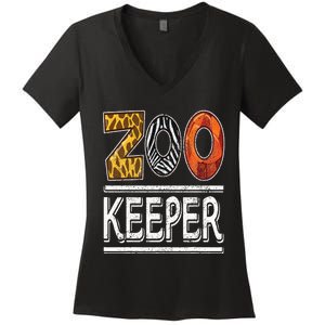 Zookeeper Safari Costume Adult Animal Print Zoo Keeper Women's V-Neck T-Shirt