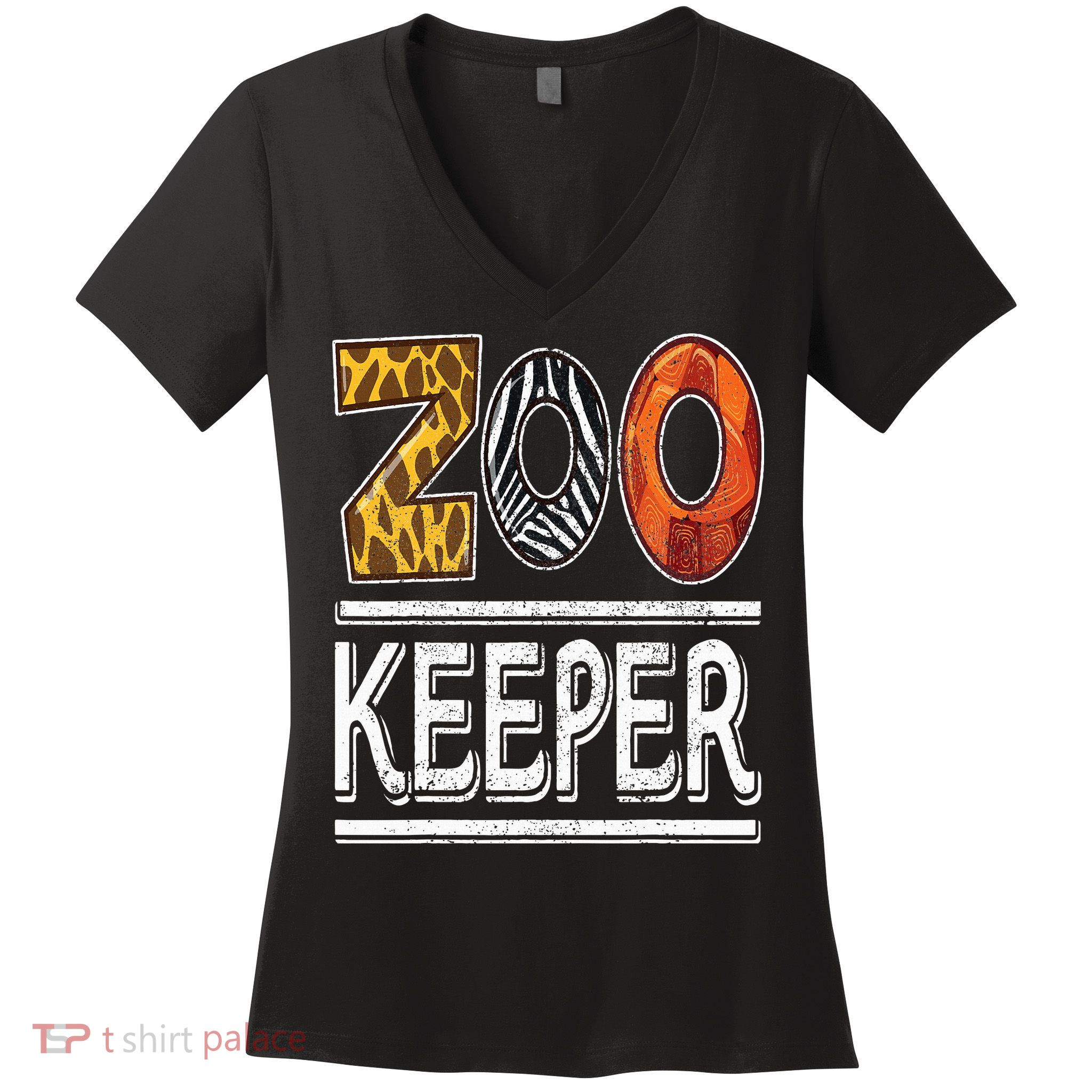 Zookeeper Safari Costume Adult Animal Print Zoo Keeper Women's V-Neck T-Shirt