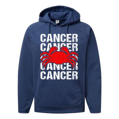 Zodiac Sign Cancer Crab Zodiac Gift Performance Fleece Hoodie