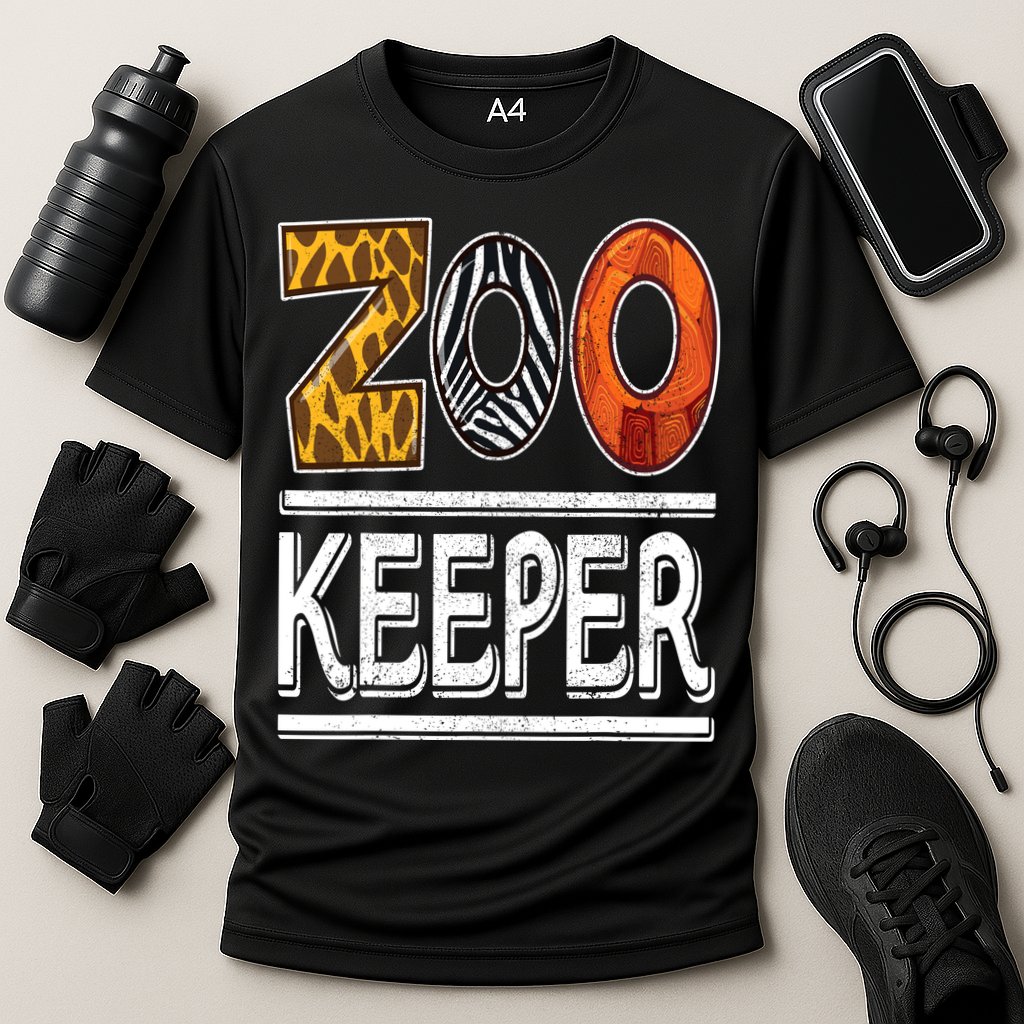 Zookeeper Safari Costume Adult Kids Animal Print Zoo Keeper Cooling Performance Crew T-Shirt