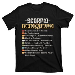 Zodiac Sign Funny Top 10 Rules Of Scorpio Graphic T-Shirt