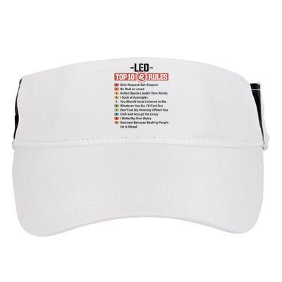 Zodiac Sign Funny Top 10 Rules Of Leo Graphic Adult Drive Performance Visor