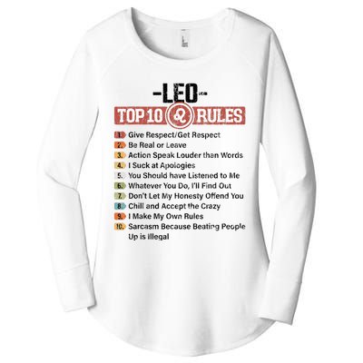 Zodiac Sign Funny Top 10 Rules Of Leo Graphic Women's Perfect Tri Tunic Long Sleeve Shirt