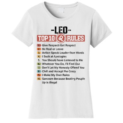 Zodiac Sign Funny Top 10 Rules Of Leo Graphic Women's T-Shirt