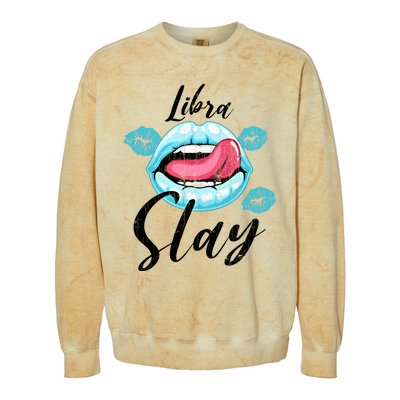 Zodiac Sign Funny Libra Slay Graphic Cute Gift Colorblast Crewneck Sweatshirt